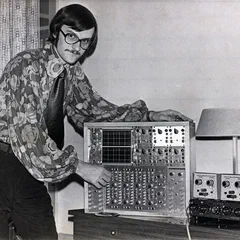 David Rosenboom with his Neurona biofeedback system, 1970s