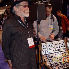 Don Buchla with a 200e synthesizer at the 2006 NAMM Show