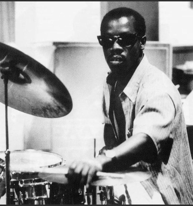 Andrew Cyrille playing drums during a recording session