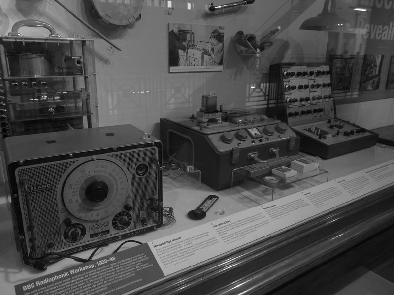 Tape recorder, tape loop equipment, beat frequency oscillator, and an EMS VCS3 from the BBC Radiophonic Workshop, 1958-98