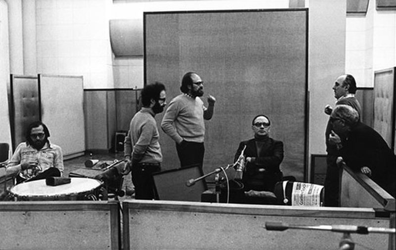 Gruppo di Improvvisazione Nuova Consonanza rehearsing in the studio, 1970s