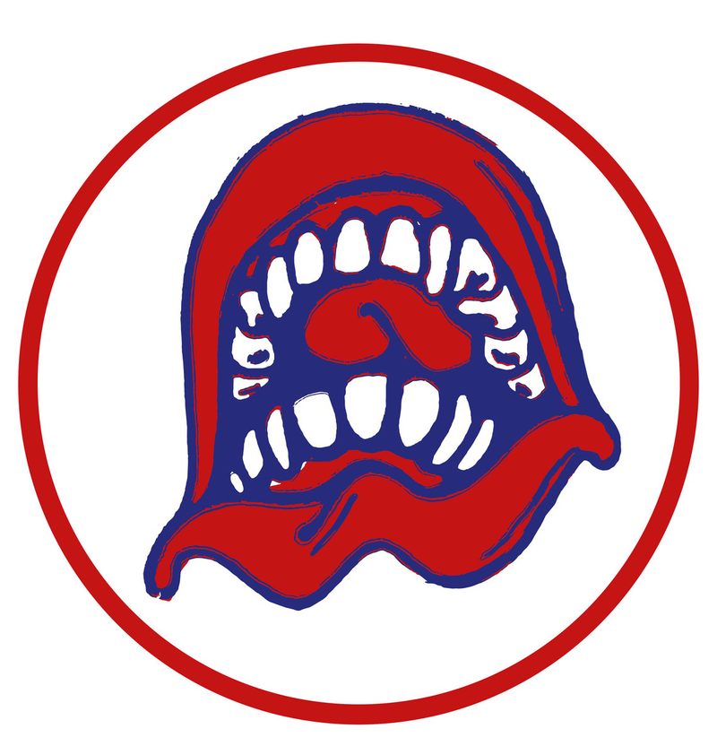 Hanson Records logo, a screaming mouth in a red circle