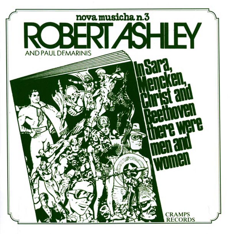 Cover of In Sara, Mencken, Christ and Beethoven There Were Men and Women by Robert Ashley and Paul DeMarinis (Cramps Records, Nova Musicha n.3)
