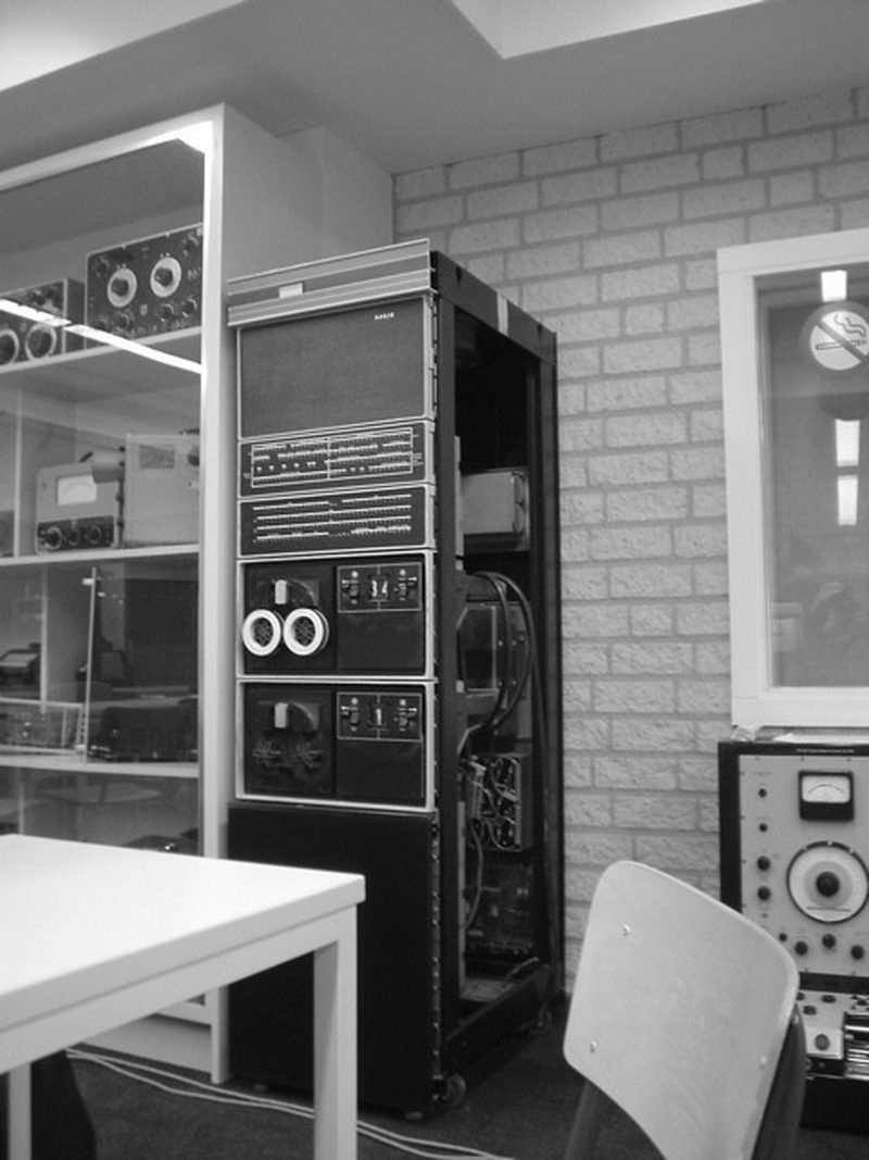 Remnants of the Institute of Sonology's PDP-15 minicomputer, on display at the Varesezaal