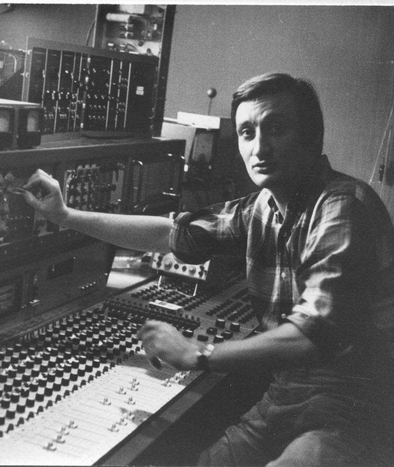 Jean Schwarz at a mixing console in a studio