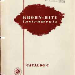 Cover of a vintage Krohn-Hite Instrument Co. catalog ("Catalog C"), stamped Received Aug. 1953