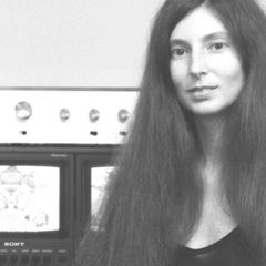 Maggi Payne in the Mills College Center for Contemporary Music studio, mid-1970s