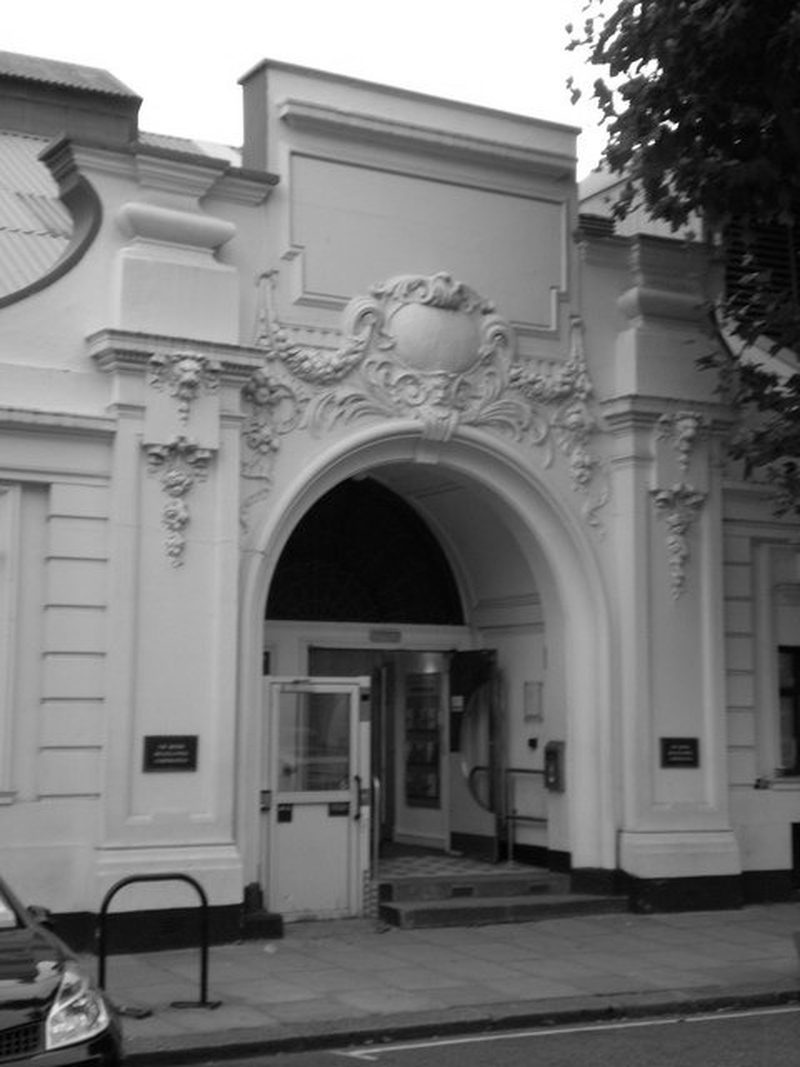 Architectural detail of the Maida Vale Studios building in London