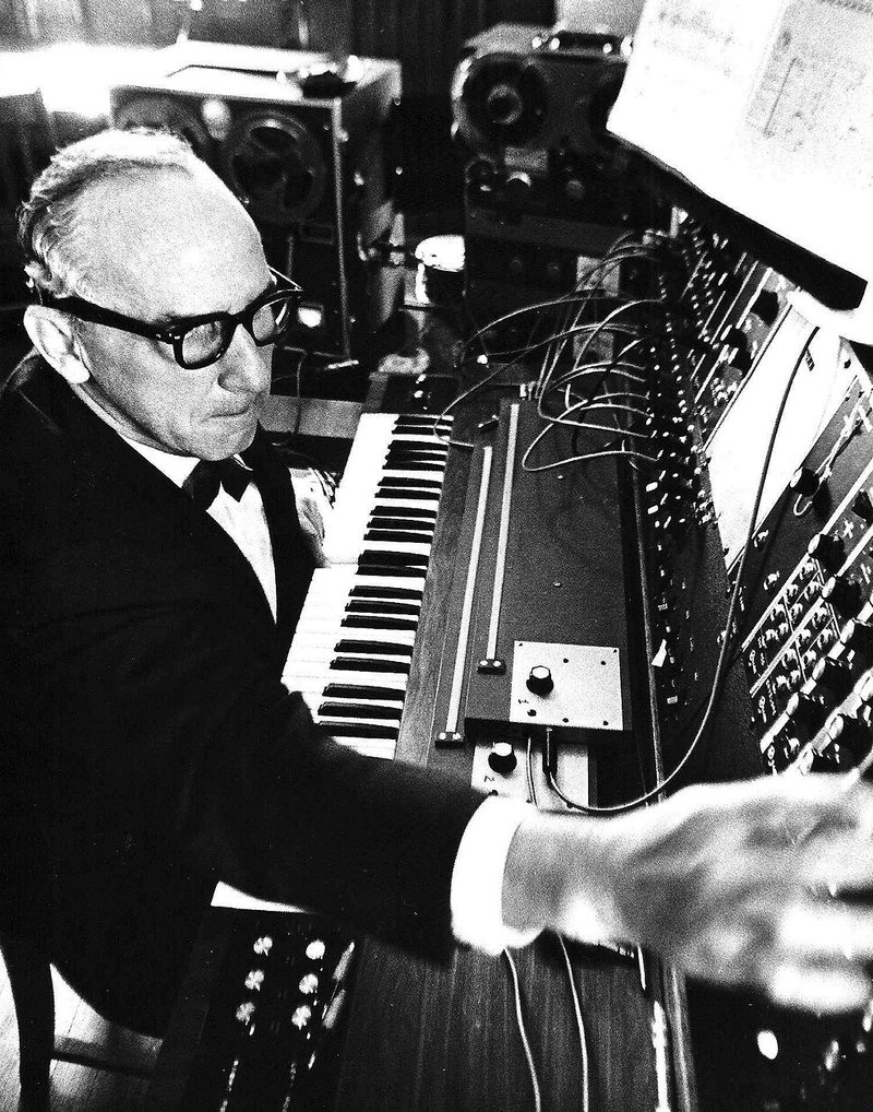 Merrill Ellis at the second Moog synthesizer ever built, North Texas