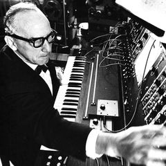 Merrill Ellis at the second Moog synthesizer ever built, North Texas