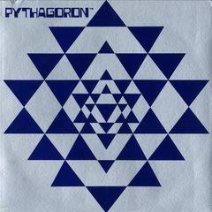Cover of the self-titled Pythagoron album, a blue geometric pattern of interlocking triangles