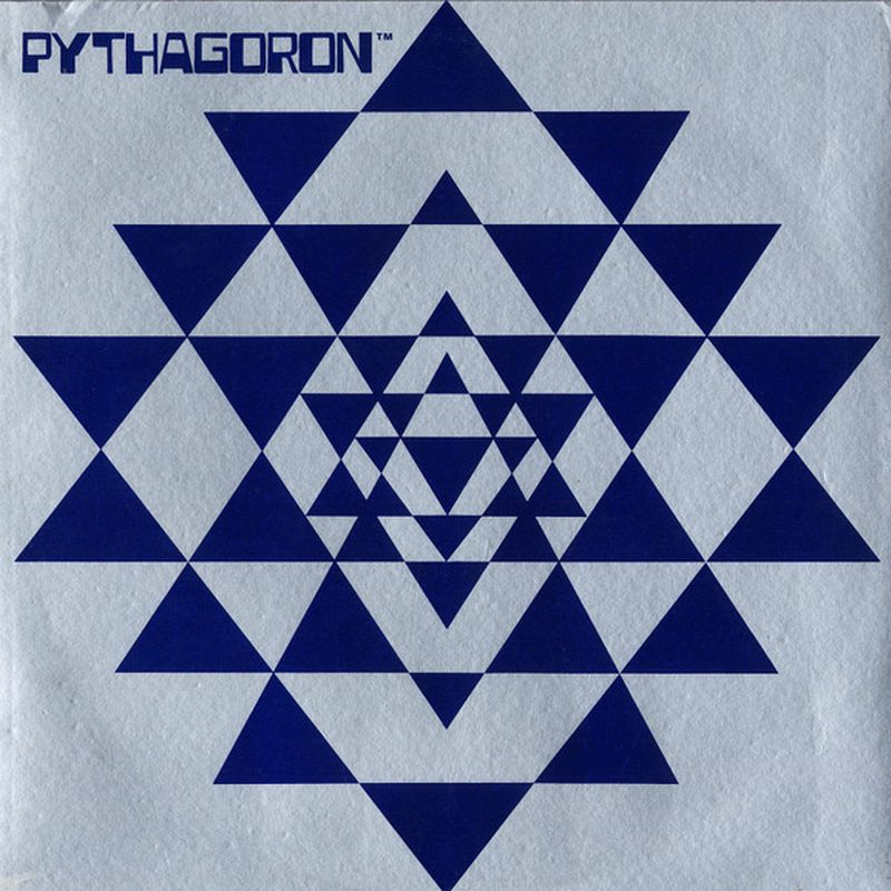 Cover of the self-titled Pythagoron album, a blue geometric pattern of interlocking triangles