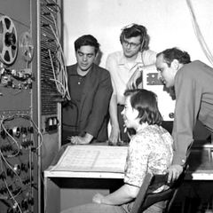Ramon Sender, Mike Callahan, Morton Subotnick, and Pauline Oliveros at the San Francisco Tape Music Center
