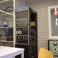 Remnants of the Institute of Sonology's PDP-15 minicomputer, on display at the Varesezaal