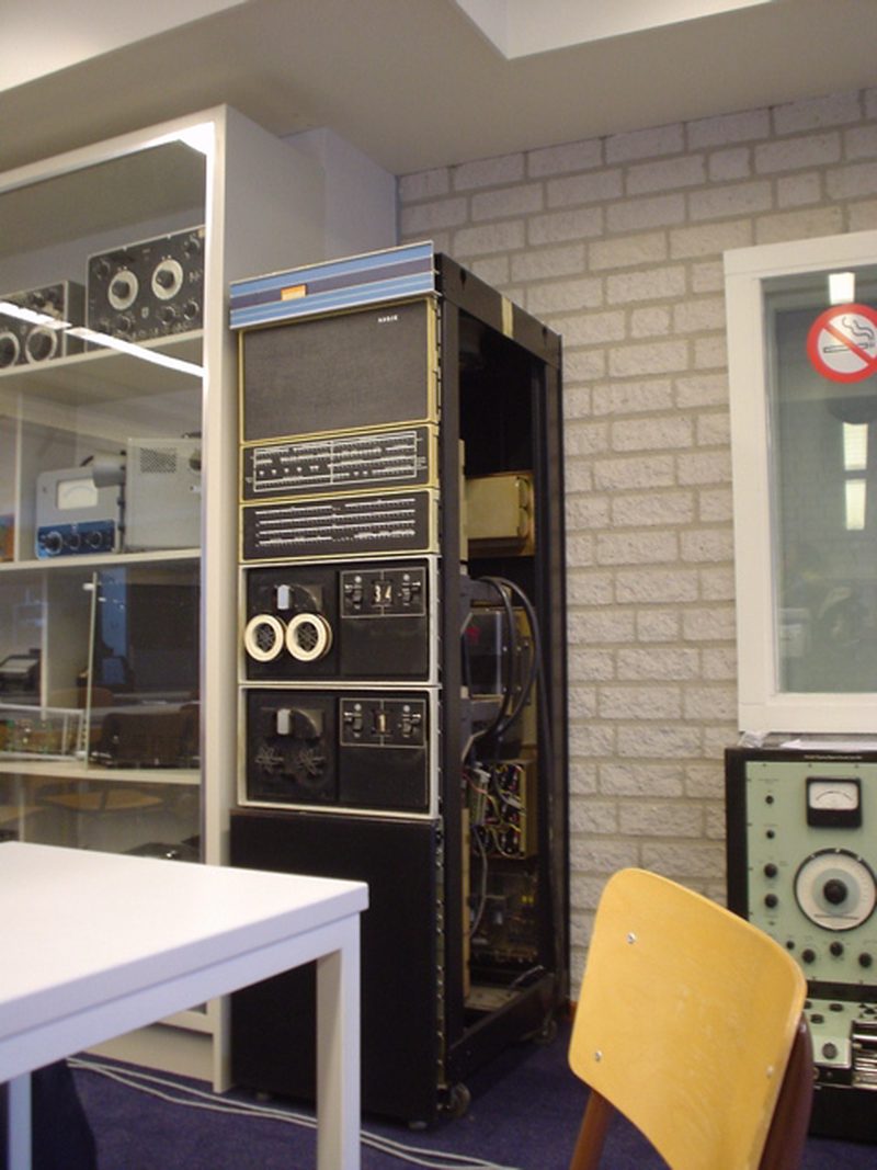 Remnants of the Institute of Sonology's PDP-15 minicomputer, on display at the Varesezaal
