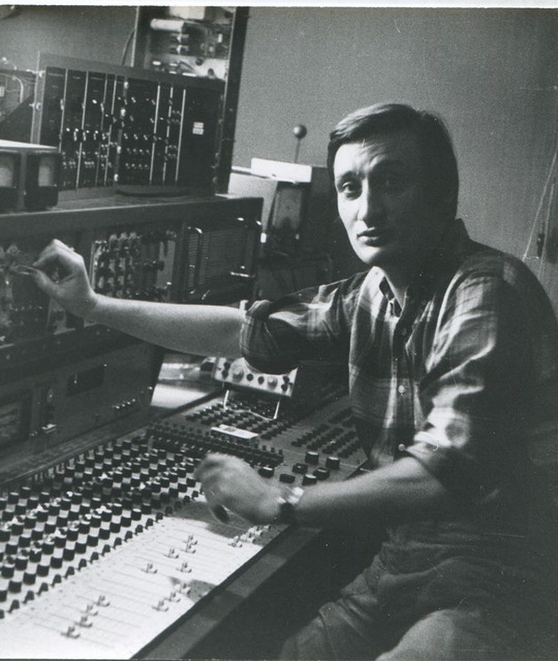 Jean Schwarz at a mixing console in a studio