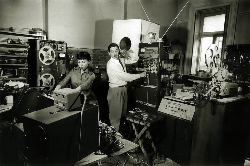 Louis and Bebe Barron in their Greenwich Village studio