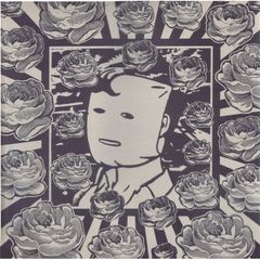 Illustrated release artwork for Organum: a stylized face surrounded by rose illustrations