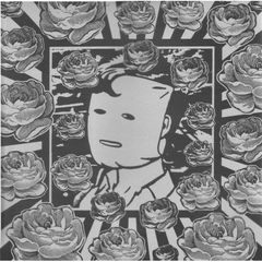 Illustrated release artwork for Organum: a stylized face surrounded by rose illustrations